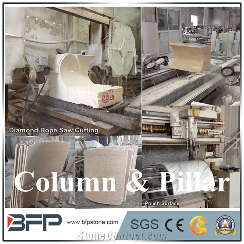 Decorative White Beige Marble Pillar, Marble Columns