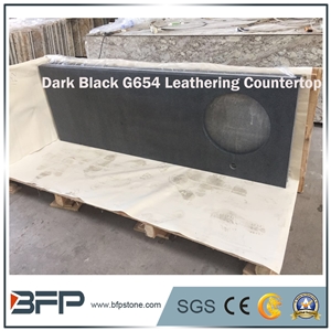 G654, Padang Dark,Black Impala China,Nero Impala China,New Impala,New Jasberg,Padang Dark,Padang Scuro Countertop with Leathering Surface, Customized Sink Hole