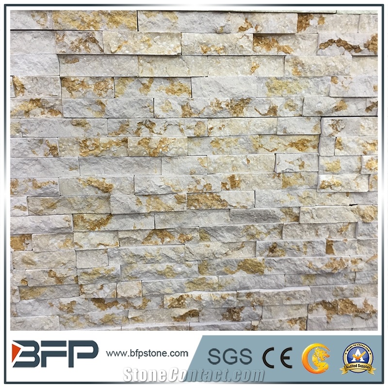Sunny Gold Marble Ledgestone Wall Panels,Golden Fireplace Ledgestone,Gold Beige Ledger Stone Backsplash