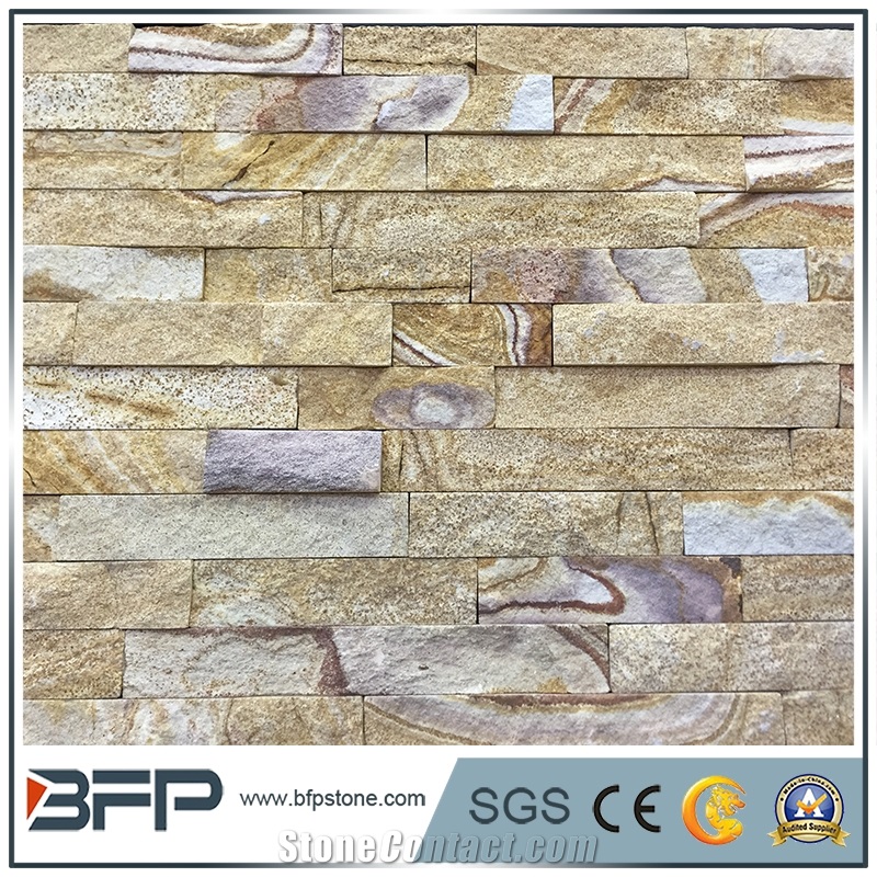 Sunny Gold Marble Ledgestone Wall Panels,Golden Fireplace Ledgestone,Gold Beige Ledger Stone Backsplash