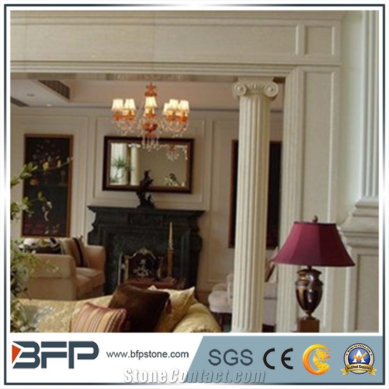 White Carved Marble Roman Column
