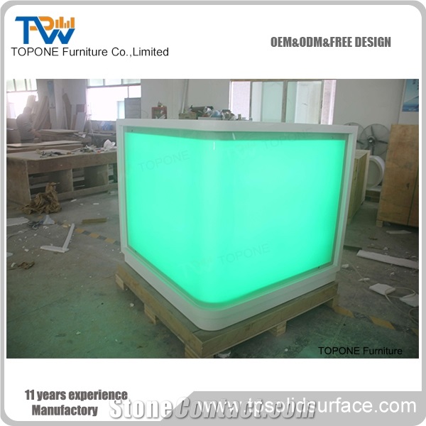 Artificial Marble Stone Illuminated Bar Table Tops Design, Interior Stone Corian Acrylic Solid Surface Illuminated Bar Table Tops Design, Interior Stone Bar Furniture