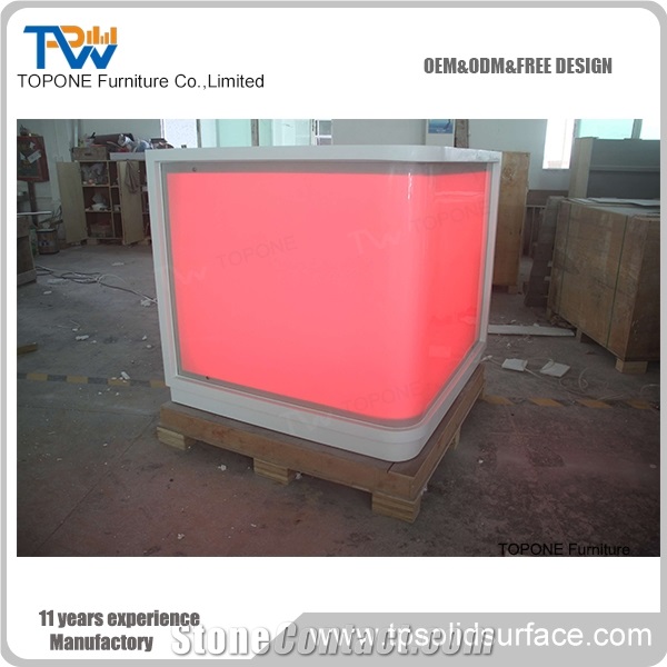 Artificial Marble Stone Illuminated Bar Table Tops Design, Interior Stone Corian Acrylic Solid Surface Illuminated Bar Table Tops Design, Interior Stone Bar Furniture