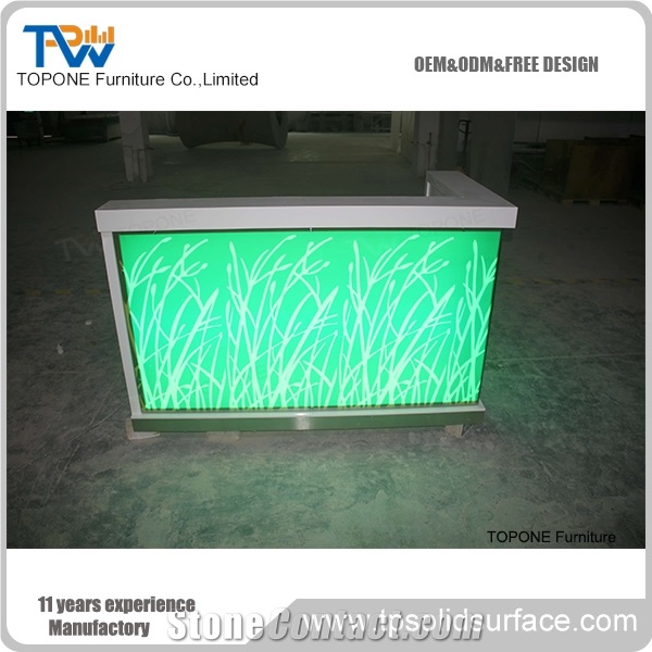 Artificial Marble Stone Illuminated Bar Table Tops Design, Interior Stone Corian Acrylic Solid Surface Illuminated Bar Table Tops Design, Interior Stone Bar Furniture