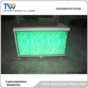 Artificial Marble Stone Illuminated Bar Table Tops Design, Interior Stone Corian Acrylic Solid Surface Illuminated Bar Table Tops Design, Interior Stone Bar Furniture