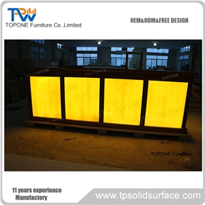Artificial Marble Stone Interior Stone Acrylic Solid Surface Led Hotel Lobby Bar Counter Tops Design,Interior Stone Acrylic Solid Surface Hotel Led Reception Desk Top Design, Interior Stone