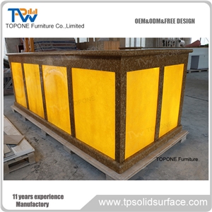 Artificial Marble Stone Interior Stone Acrylic Solid Surface Led Hotel Lobby Bar Counter Tops Design,Interior Stone Acrylic Solid Surface Hotel Led Reception Desk Top Design, Interior Stone