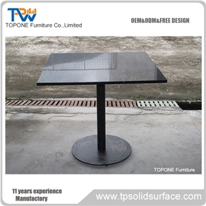 Black Quartz Restaurant Table Tops, Interior Stone Artificial Marble Stone Factory Price Dinning Table Tops for Interior Stone Dining Room Furniture