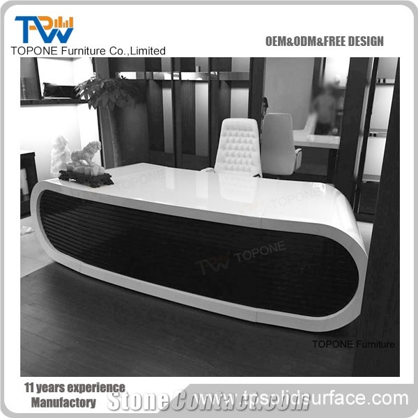Factory Price Artificial Marble Stone Black Color Google Desk Tops, Interior Stone Acrylic Solid Surface Black Executive Office Table Tops Design, Interior Stone Google Desk Furniture