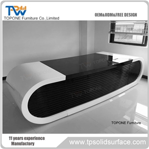 Factory Price Artificial Marble Stone Black Color Google Desk Tops, Interior Stone Acrylic Solid Surface Black Executive Office Table Tops Design, Interior Stone Google Desk Furniture