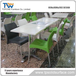 Factory Price Grey Color Square Artificial Marble Stone Dinner Table Tops, Interior Stone Acrylic Solid Surface Dinner Table and Chairs , Interior Stone Dinner Furniture for Sale