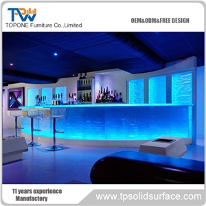 Illuminated Fancy Design Artificial Marble Stone Acrylic Solid Surface Night Club Bar Counter, Interior Stone Night Club Bar Countertops Design , Interior Stone Night Club Furniture