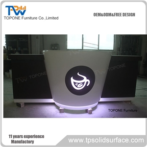 New Design Artificial Marble Stone Coffee Shop Bar Counter Tops with Interior Stone Acrylic Solid Surface Bar Table Tops Design Interior Stone Bar Furniture
