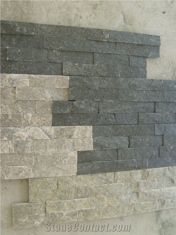 Black Quartzite (Gc-101-Z/S Shape) / 4 Rows/Culture Stone/Stone Veneer/Wall Stone/ Natural Quartzite