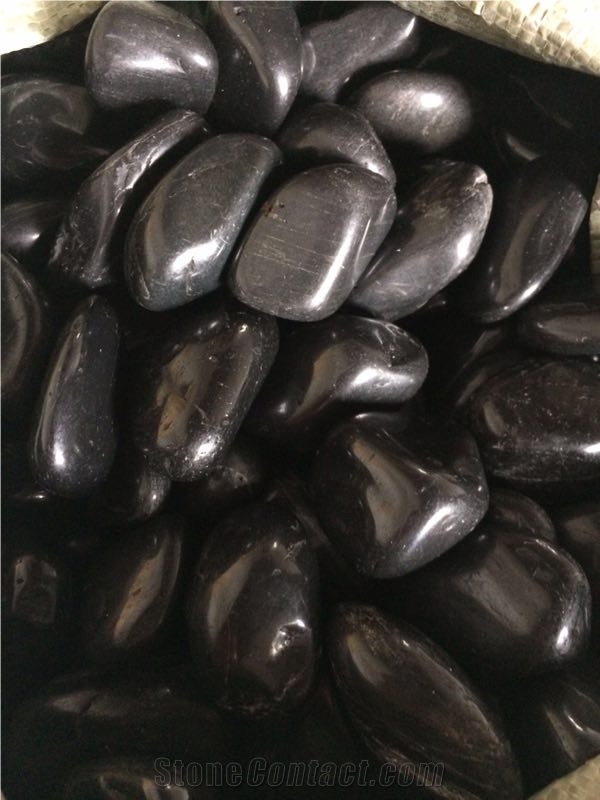 Pebble Stone,River Stone,Polished,Walkway Stone,Black