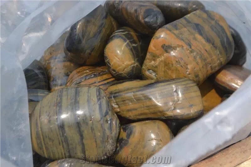 Pebble Stone,River Stone,Polished,Walkway Stone,Yellow,Black