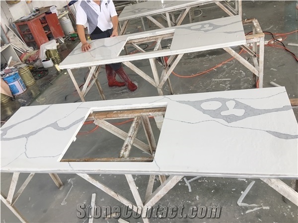 Quartz Stone Calacatta Quartz Kitchen Countertops Price, White Calacatta Quartz Stone Slabs Price for Countertop,Work Top