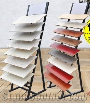 Conventioanal Display Ceramic Tile Stands Flooring Metal Racks for Marble Granite Quartz Stone Building Material Mosaichardwood Tile Display Rotating Tile Stands for Building Materials