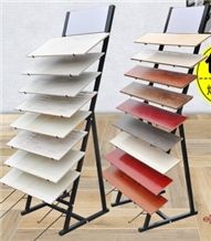 Conventioanal Display Ceramic Tile Stands Flooring Metal Racks for Marble Granite Quartz Stone Building Material Mosaichardwood Tile Display Rotating Tile Stands for Building Materials