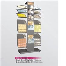 Custom Granite Display Marble Shelf Labradorite Sandstone Travertine Quartz Sample Waterfall Stand Mosaic Ceramic Tile Racks