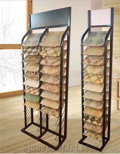 Metal Display Racks Ceramic Tile Shelf White-Granite Display Racks Beige-Marble Display Stand Racks
