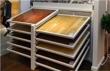 Metal Exhibition Display Racks Ceramic Display Racks Crema Marfil Standard Marble Stands Black-Galaxy-Granite Displays Quartzite Stands