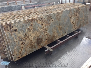 Amarelo Jaguar Yellow Granite Kitchen Countertops,Granite Countertop