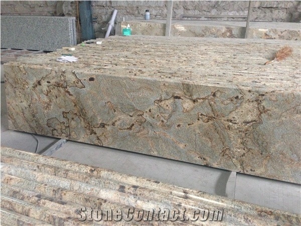 Amarelo Jaguar Yellow Granite Kitchen Countertops,Granite Countertop