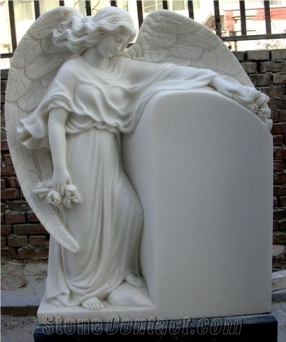 Cararra White / Hunan White Marble Tombstone Engraved Monuments