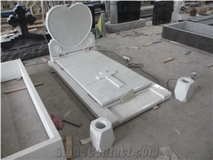 Cararra White / Hunan White Marble Tombstone Engraved Monuments