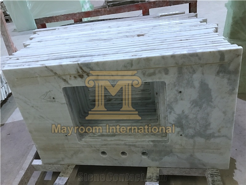 Customized White Marble Bathroom Countertops/ Vanity Tops/ Counter Tops
