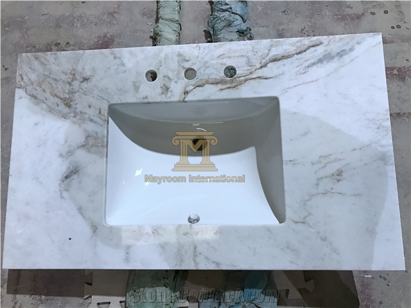 Customized White Marble Bathroom Countertops/ Vanity Tops/ Counter Tops
