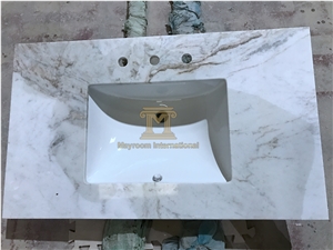 Customized White Marble Bathroom Countertops/ Vanity Tops/ Counter Tops