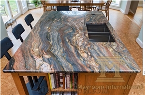 Fusion Red Tops/Fusion Quartzite Countertop/Silk Road Countertop /Multicolor Brazil Fusion Quartzite Kitchen Countertops