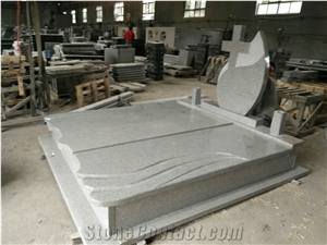 G603 White Sesame Granite Western European and Poland Style Double Tombstones Bed Competitive Prices