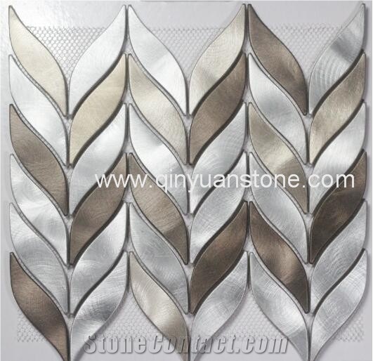 Alumnium Leaf Metal Mosaic Tiles Home Decor Metal Mosaics Creative Popular Style Mosaic Tiles
