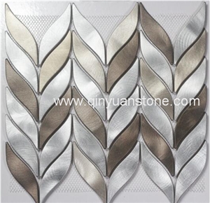 Alumnium Leaf Metal Mosaic Tiles Home Decor Metal Mosaics Creative Popular Style Mosaic Tiles