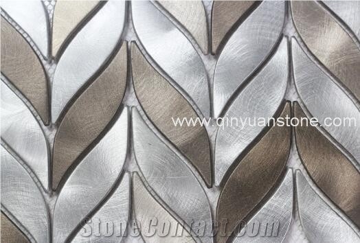 Alumnium Leaf Metal Mosaic Tiles Home Decor Metal Mosaics Creative Popular Style Mosaic Tiles