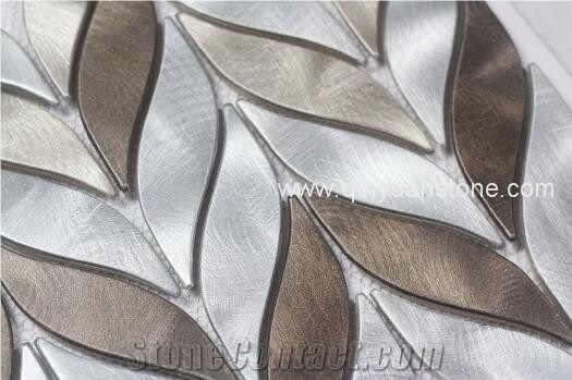 Alumnium Leaf Metal Mosaic Tiles Home Decor Metal Mosaics Creative Popular Style Mosaic Tiles
