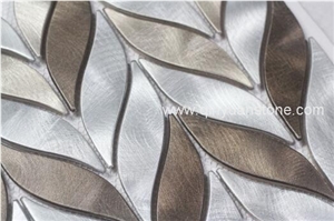 Alumnium Leaf Metal Mosaic Tiles Home Decor Metal Mosaics Creative Popular Style Mosaic Tiles