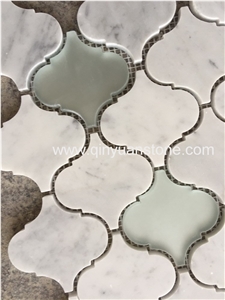 Glass Mosaic Mixed Marble Mosaic Wall Tiles Mosaic Patten Lantern Style Mosaic Tiles White Marble
