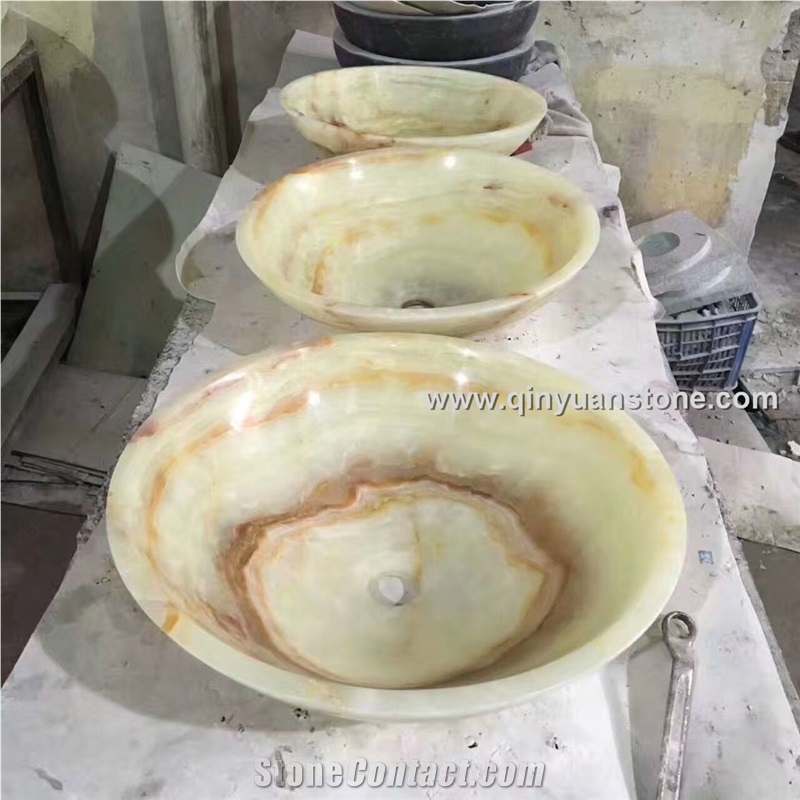 Green Onyx Bathroom Basins Washing Bowls Round Sinks Natural Onyx Home Decor