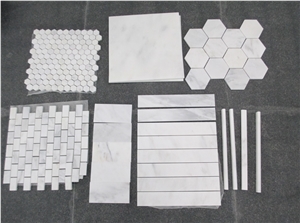 East White Marble Mosaics for Floor Covering, Polished, Honed