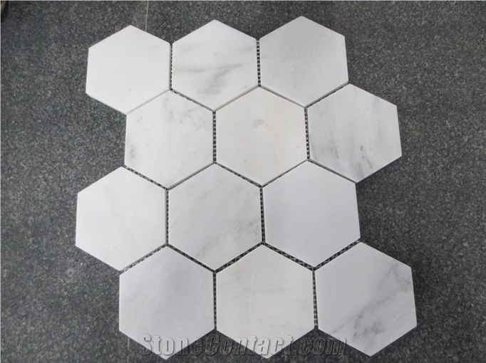 East White Marble Mosaics for Floor Covering, Polished, Honed