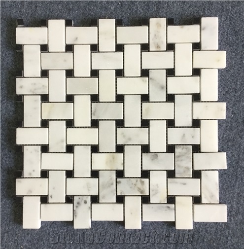 East White Marble Mosaics for Floor Covering, Polished, Honed