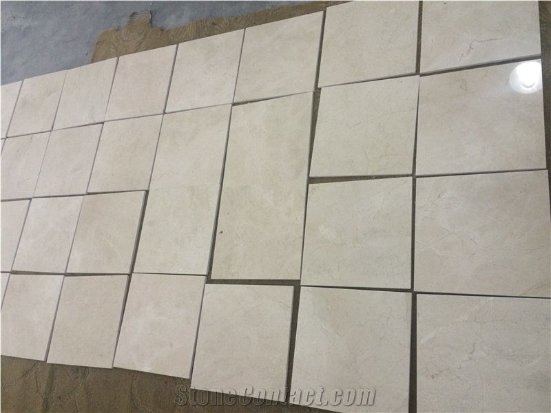 Crema Marfil Subway Tile,Spanish Crema Marfil Brick Mosaic Tile, Cream Marble Mosaic, Marble Subway Wall Mosaic Tile ,Crema Marfil Beveled Pillowed Mesh-Mosaic Marble Tile