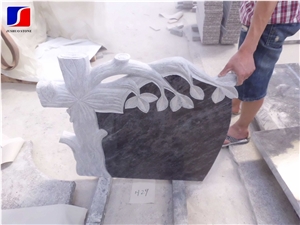 Bahama Blue Polished with Heart Monument & Tombstone,Bahama Blue Granite French Style Tombstone with Engraved Tree,Granite Momument