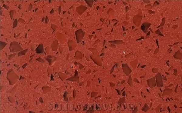 Sparkle Red Quartz Stone for Kitchen Countertops , Counter Tops Price, Artificial Stone,Crystal Quartz Slab
