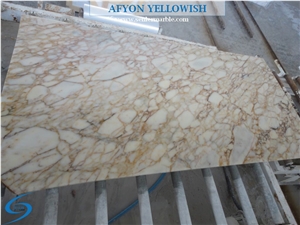 Afyon Yellowish Slabs & Tiles, Turkey White Marble, Turkish Marble, Polished Marble, Yellow, Yellow Veins, Afyon Marble