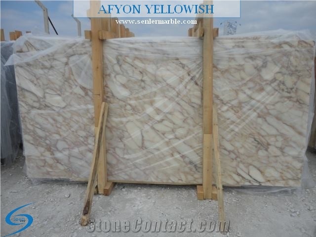 Afyon Yellowish Slabs & Tiles, Turkey White Marble, Turkish Marble, Polished Marble, Yellow, Yellow Veins, Afyon Marble
